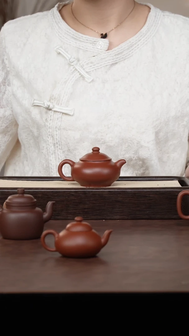 茶壶紫砂红皮龙矮潘壶90CC左右