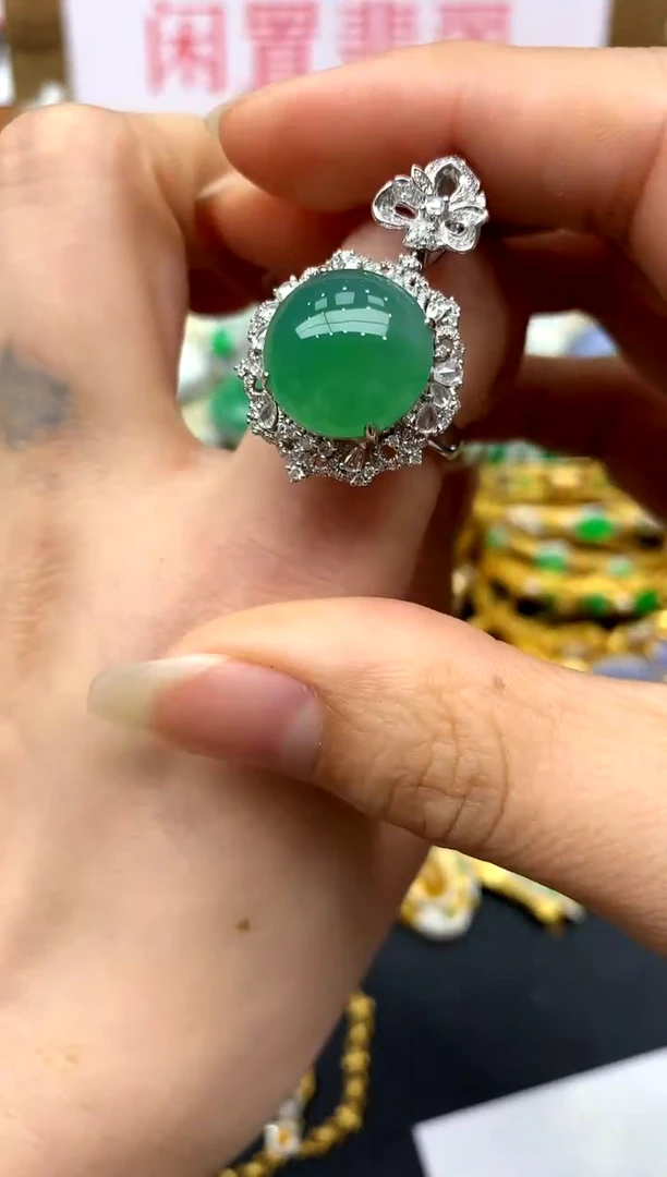 翡翠戒指18K金镶嵌376-中国好珍宝