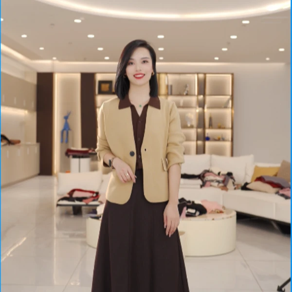 【啦啦精选】一粒扣针织羊毛女士开衫小西装宽松显瘦外套2631
