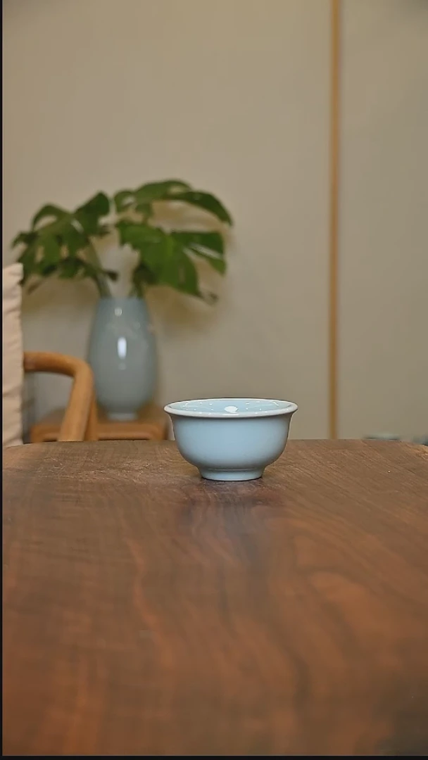 杯压手杯 天青 微瑕 朱晓辉款