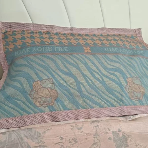 【枕巾-洛神花-粉】52*78cm高密纱布枕巾柔软高档吸汗透气