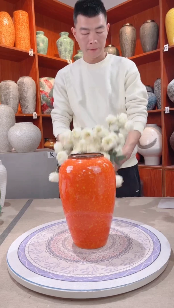 【闪购商品】瓶爱马仕橙 中号 陶瓷花瓶 无花