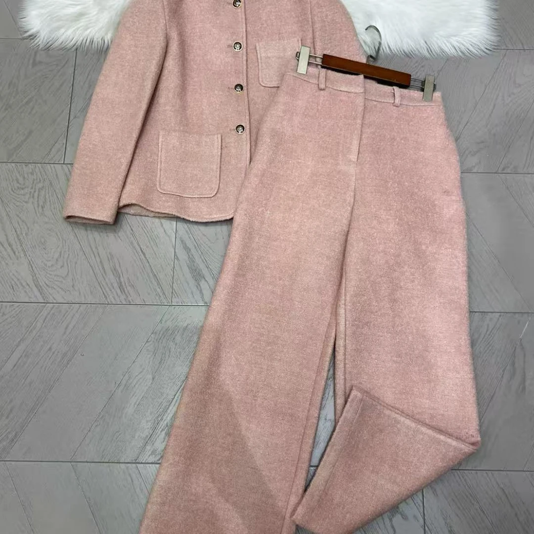 【大叔心选】Lp+粉色毛呢套装