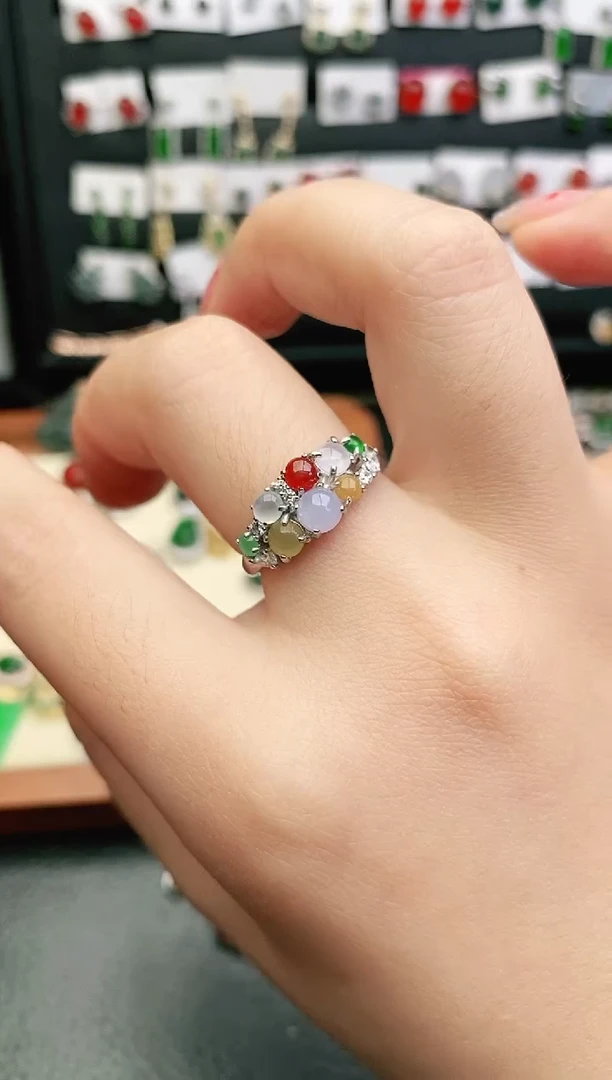 翡翠戒指银S925镶嵌戒指