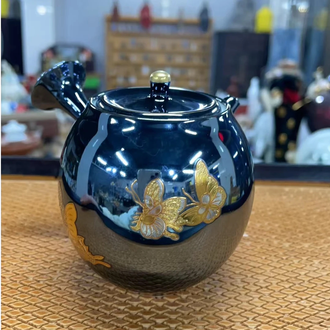 日式回流黑金侧把壶