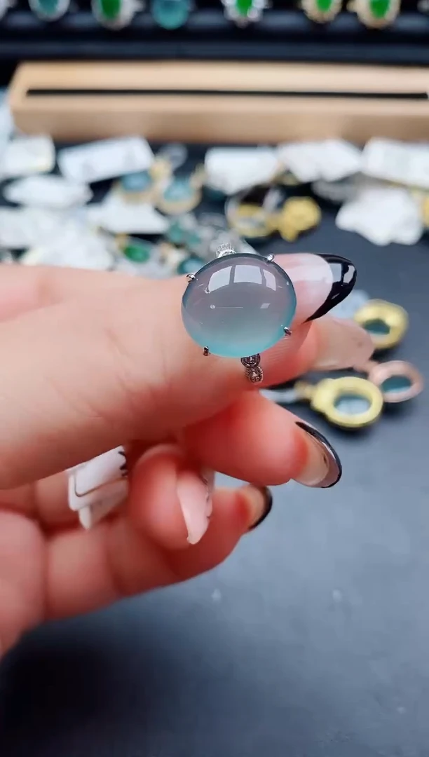 翡翠戒指银S925镶嵌508500