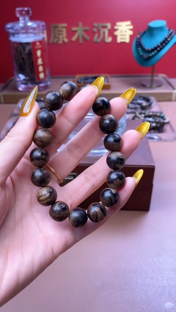 手串沉香沉水芽庄黄棋12瘿子瘤疤单圈