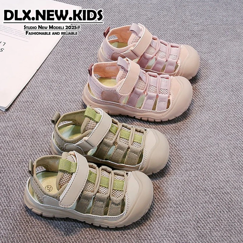 女童凉鞋夏季包头防滑儿童网布透气沙滩鞋男童户外运动鞋-1079
