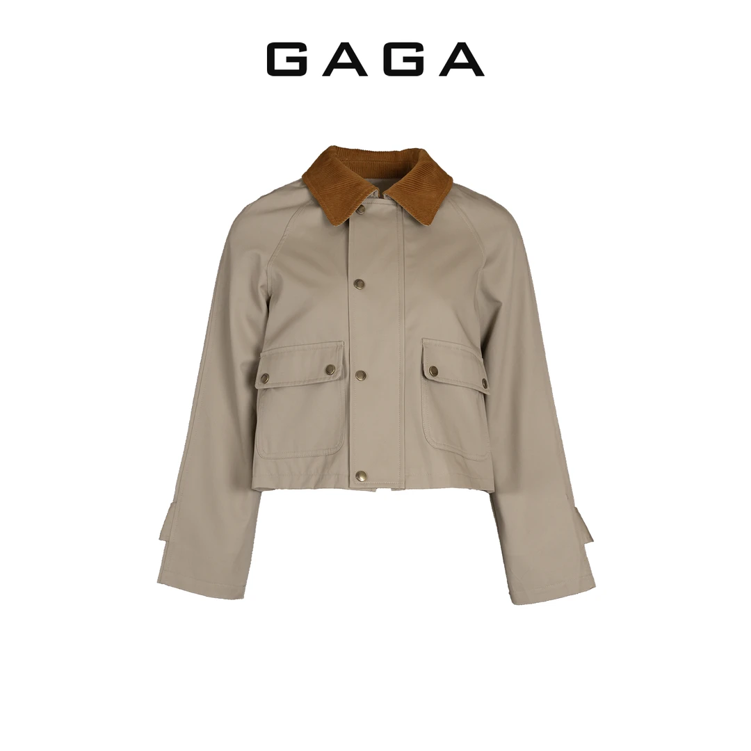 GAGA品牌女装秋季新款修身简约气质复古巴恩风短外套G53C40033