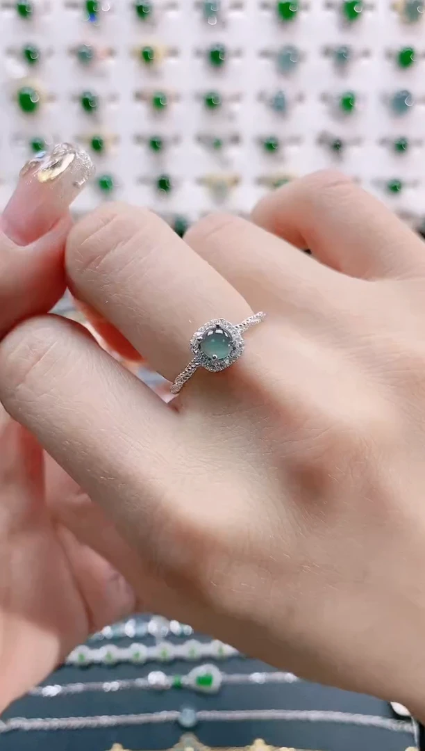 【闪购商品】翡翠戒指银S925镶嵌天然翡翠