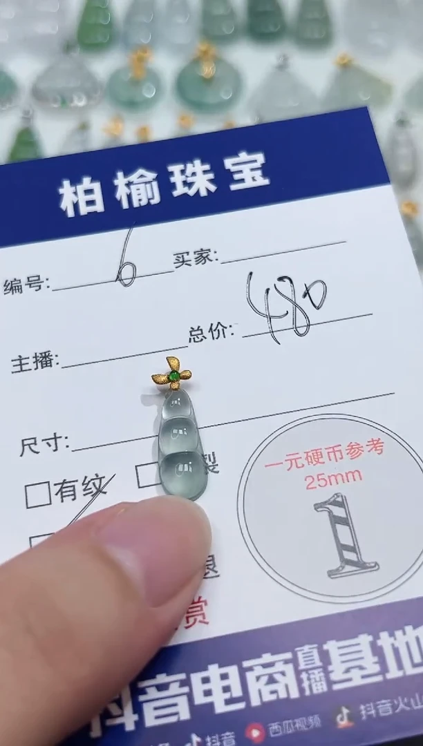 翡翠18K金镶嵌颈饰6豆子