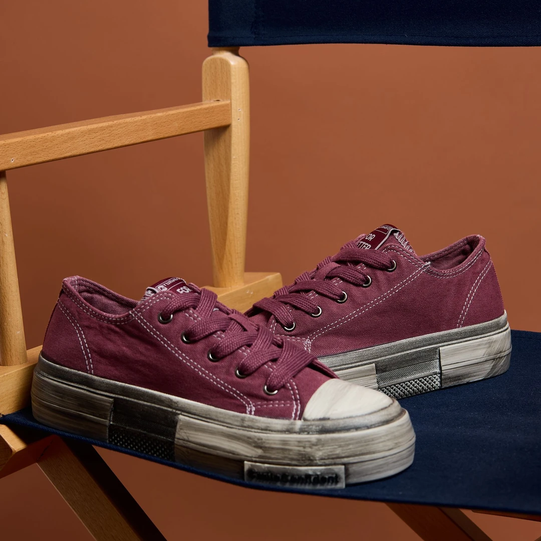 复古做旧乞丐鞋男低帮厚底帆布鞋男脏脏鞋潮流百搭休闲运动板鞋男