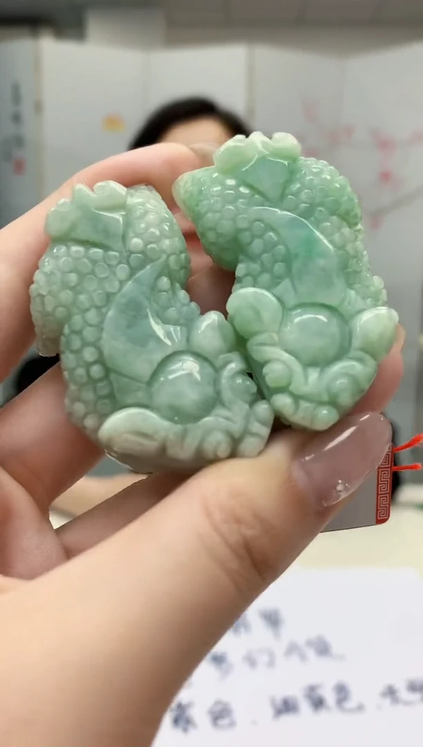 【闪购商品】翡翠颈饰未镶嵌4852jw-jj挂件一对5