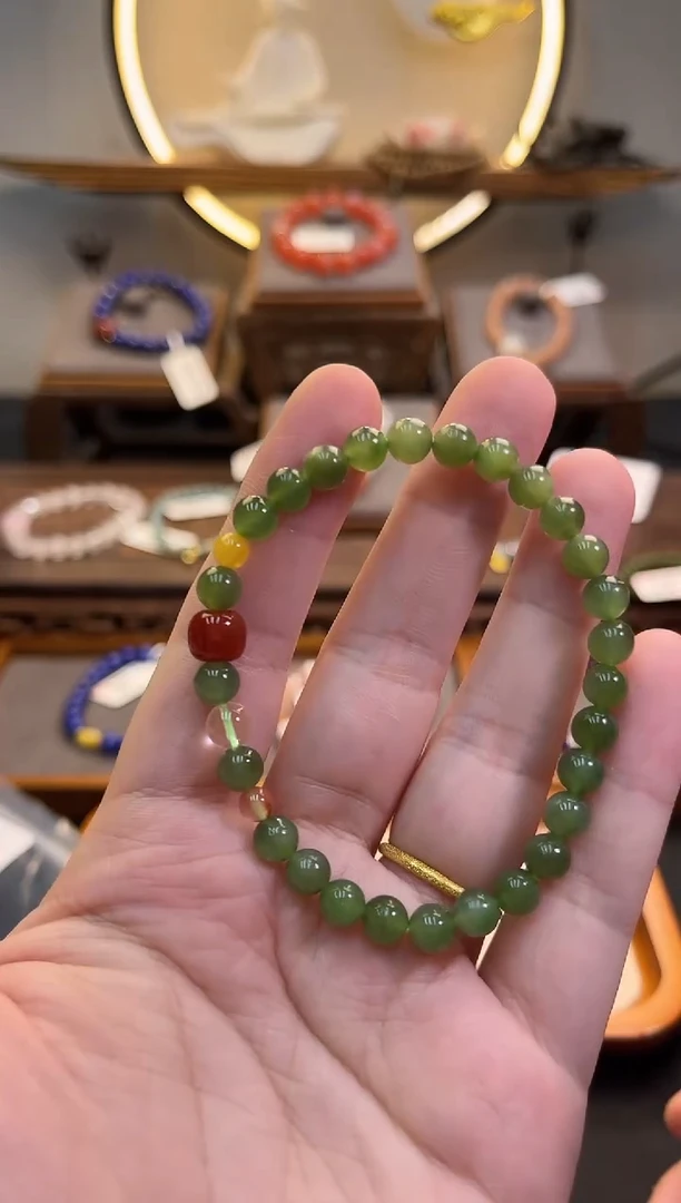 手链未镶嵌和田玉带猫眼 货号1136