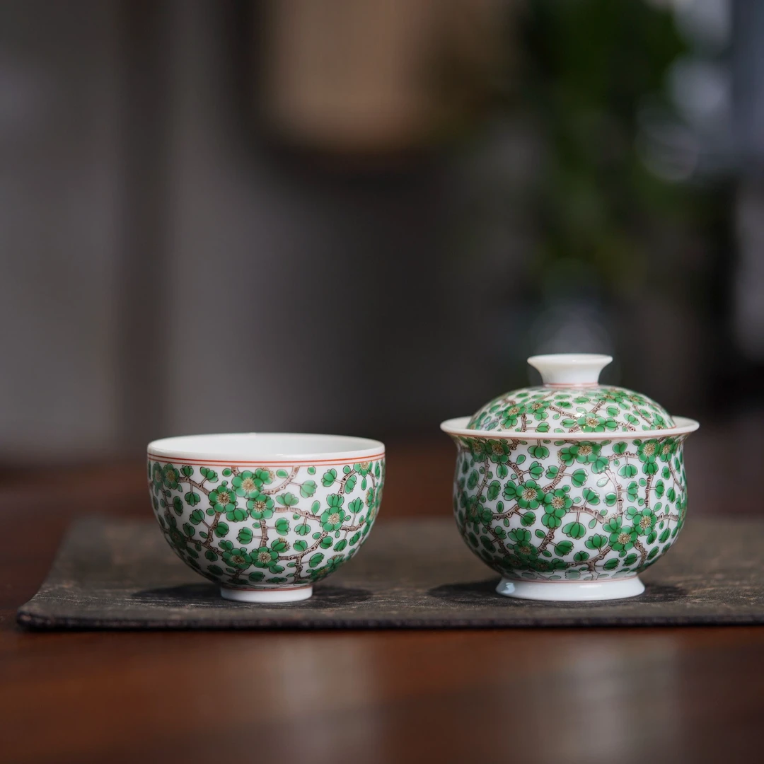 【裕铎】古彩系列 绿梅 茶器 100