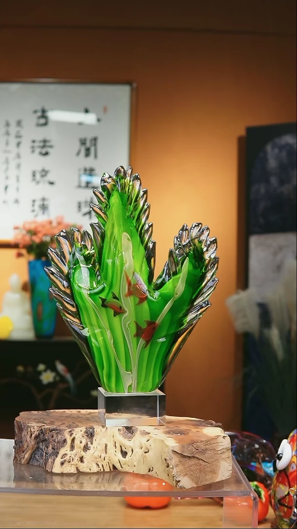 手工艺品琉璃绿色琉璃海底世界景观摆件
