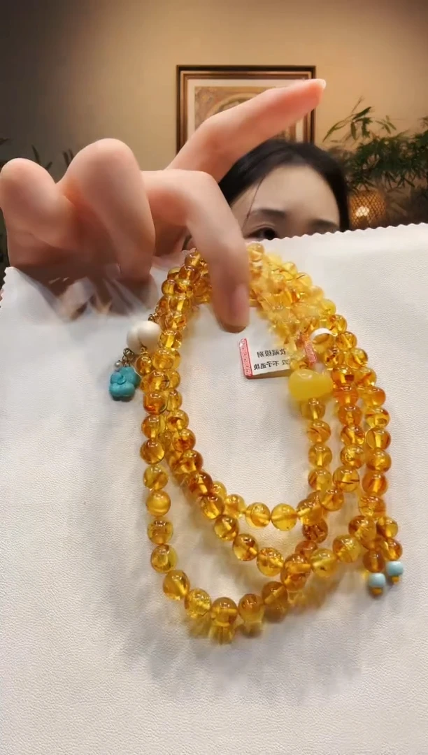 琥珀（花珀）颈饰未镶嵌108