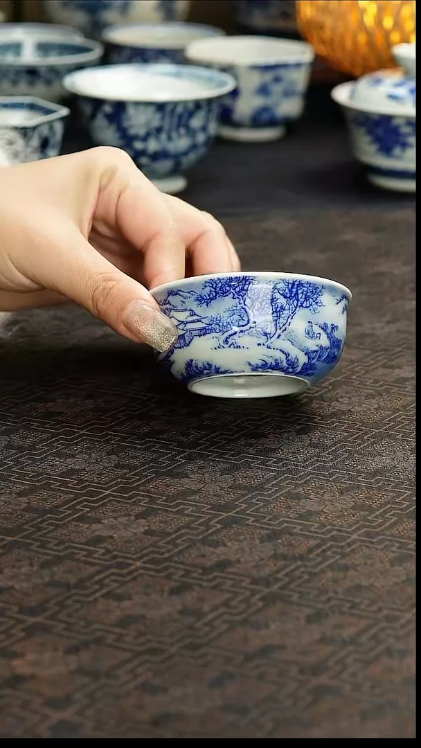 陶瓷天福雪景书法杯