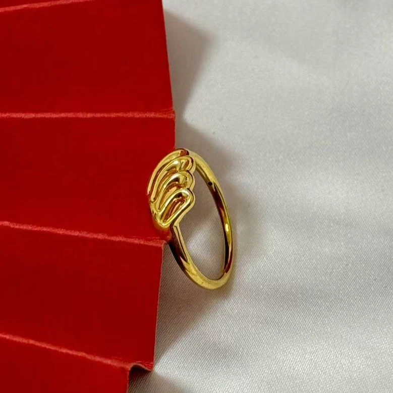 【小鹏黄金】足金999 天使翅膀5D工艺戒指