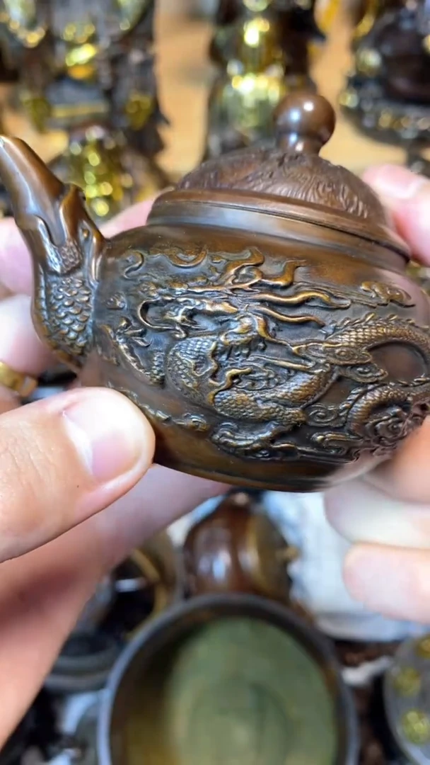 高端精品铜器铜器龙凤壶