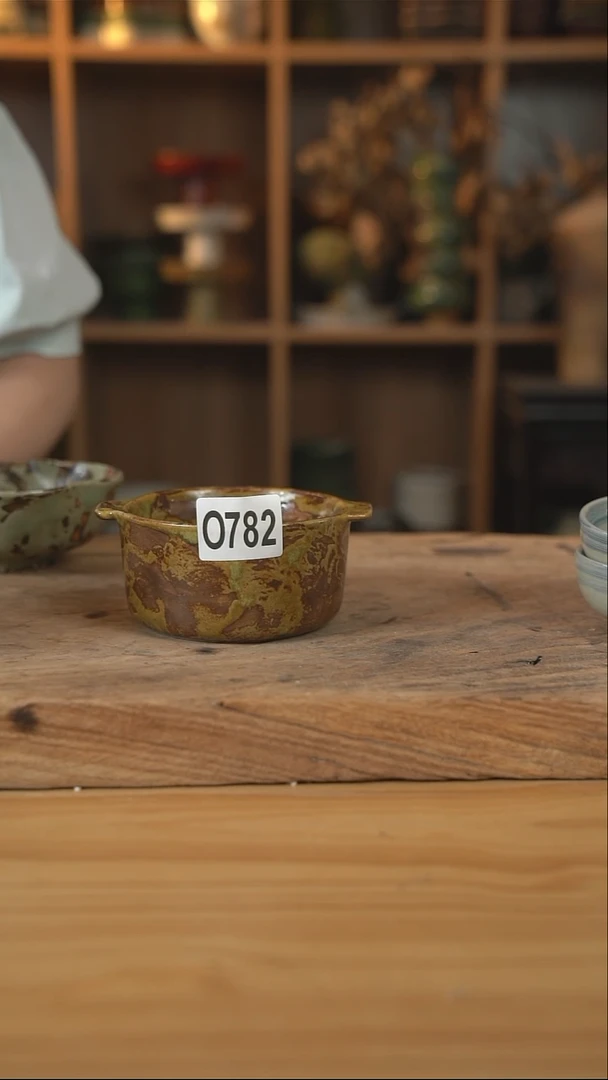 0782棕色的双耳早餐碗