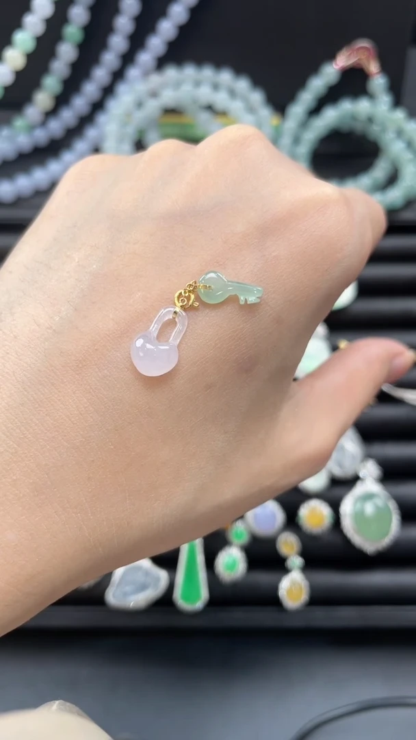 翡翠18K金镶嵌吊坠(不含链)缅甸珠宝严选YQH