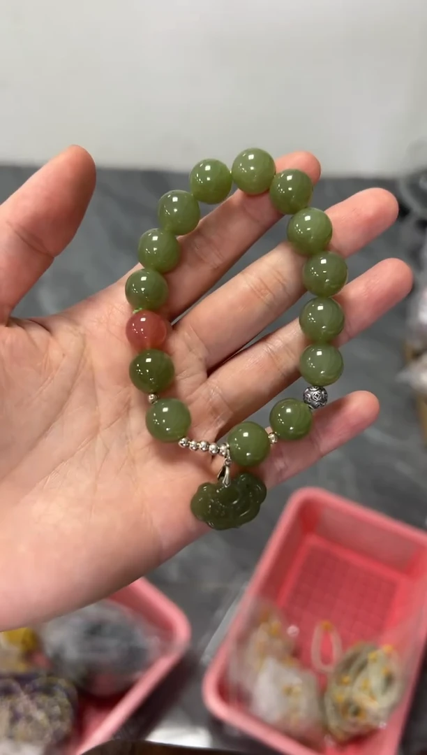 手链未镶嵌和田玉和田玉圆珠手串[多样发其一]