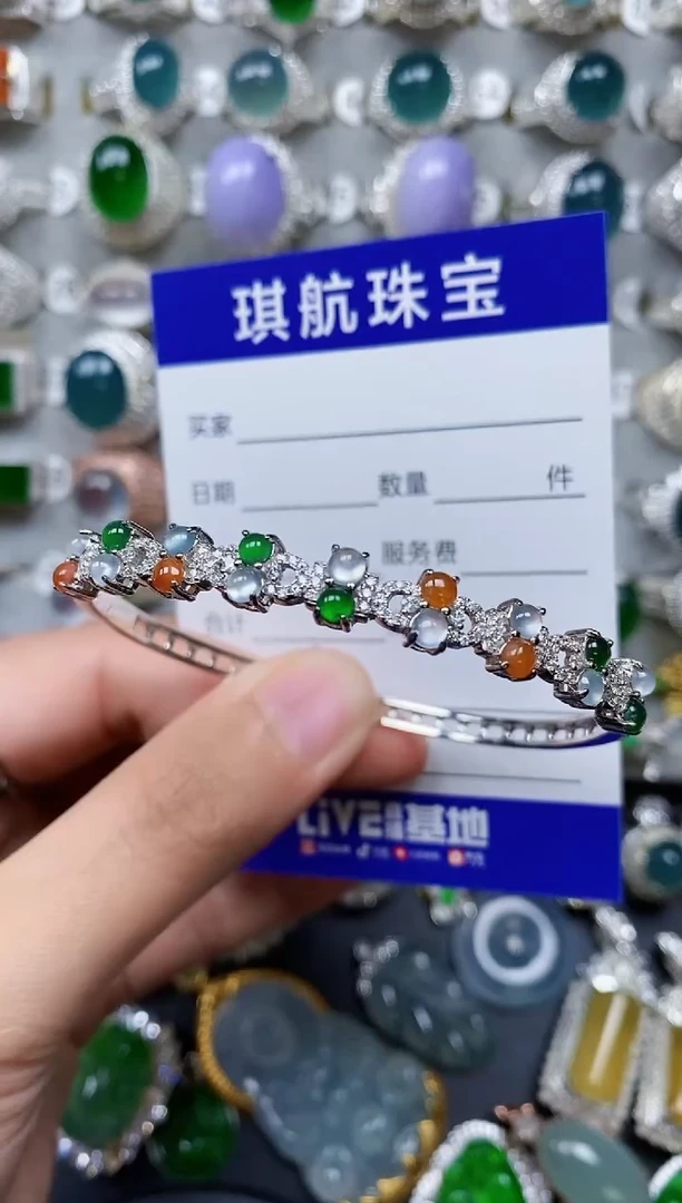 【闪购商品】翡翠手镯银S925镶嵌0464