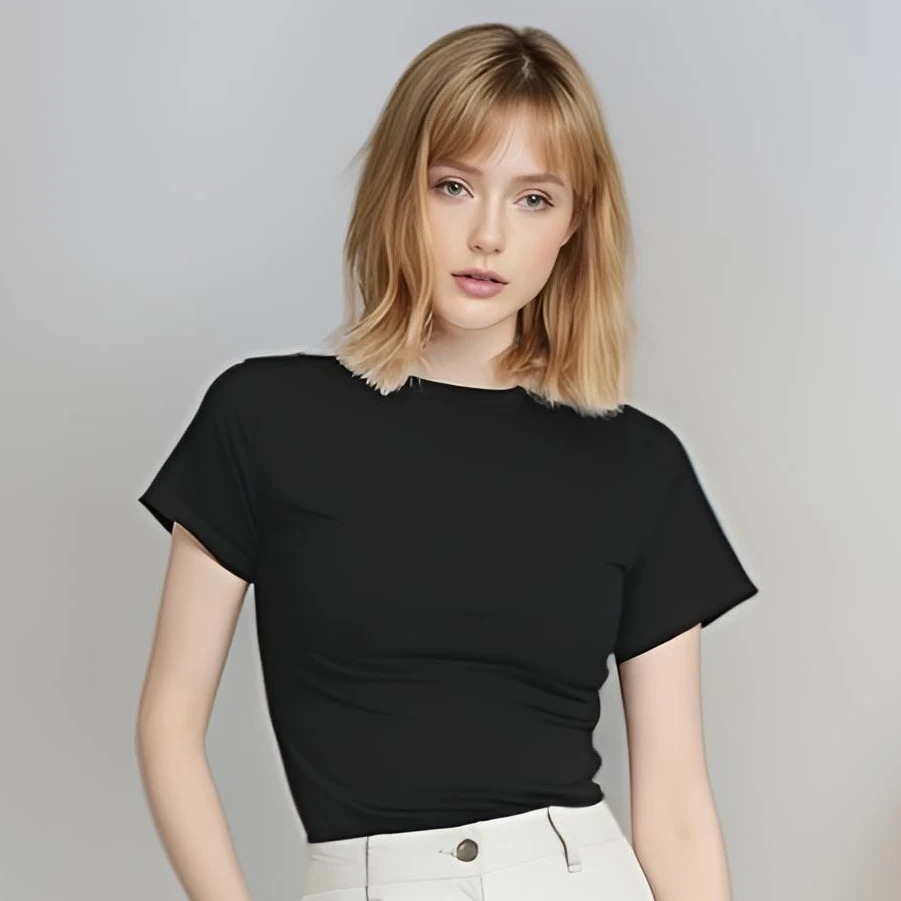 新款百搭纯色短袖t恤