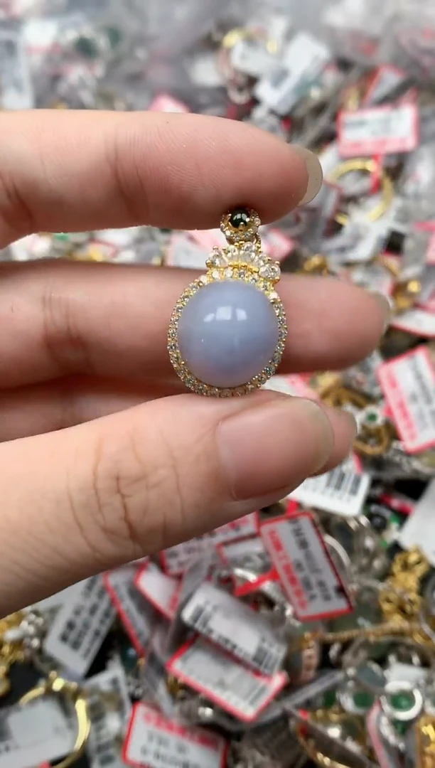 翡翠戒指银S925镶嵌缅甸天然翡翠