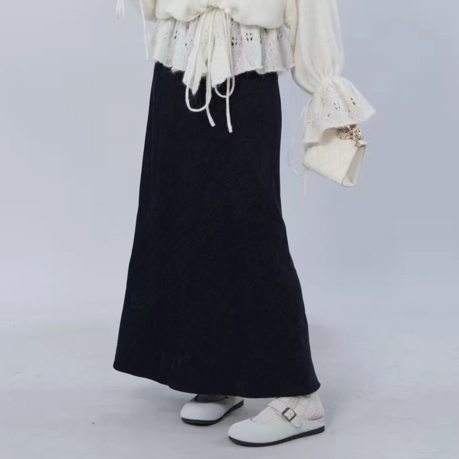 三福 秋季法式气质针织裙休闲显瘦百搭半身裙512265