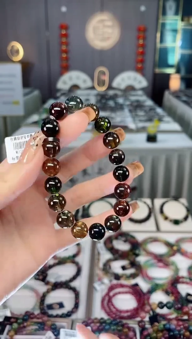 未镶嵌老矿碧玺黑糖净体单圈手串10mm+碧玺dan多样性发货一条