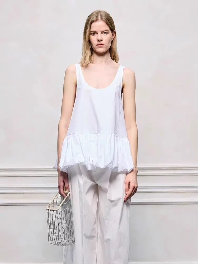 YOUWEI有尾2025夏季新品花苞下摆背心吊带上衣