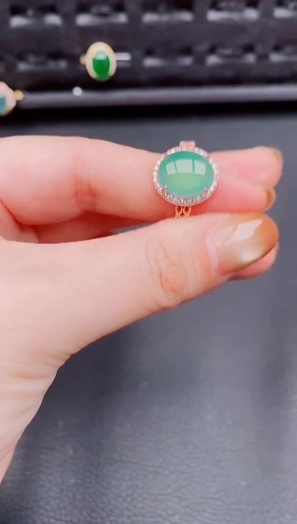 【闪购商品】翡翠戒指银S925镶嵌天然a货翡翠596