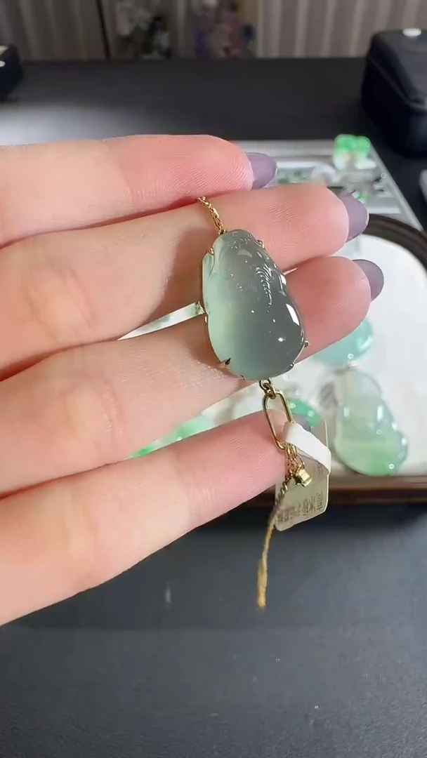 吊坠(不含链)18K金镶嵌翡翠【源头工厂】