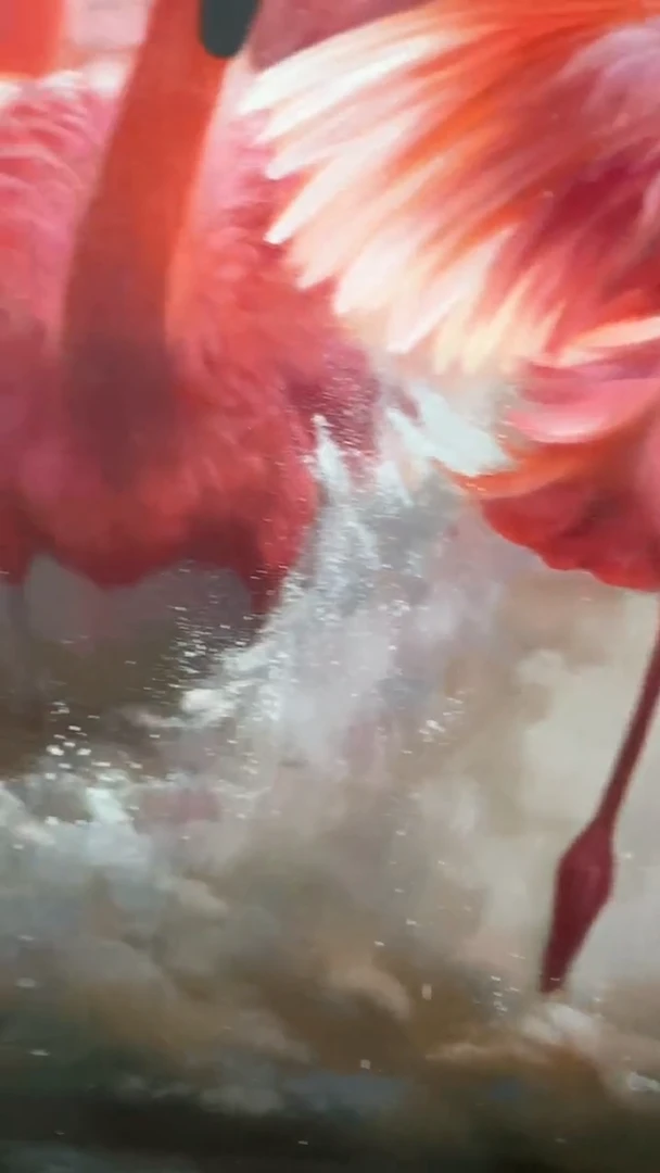 油画陶宗健-100*100-油画作品-火烈鸟