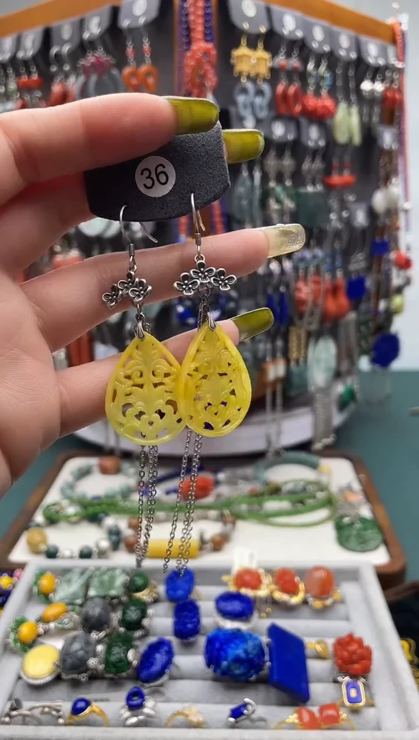 【闪购商品】翡翠耳饰银S925镶嵌饰品