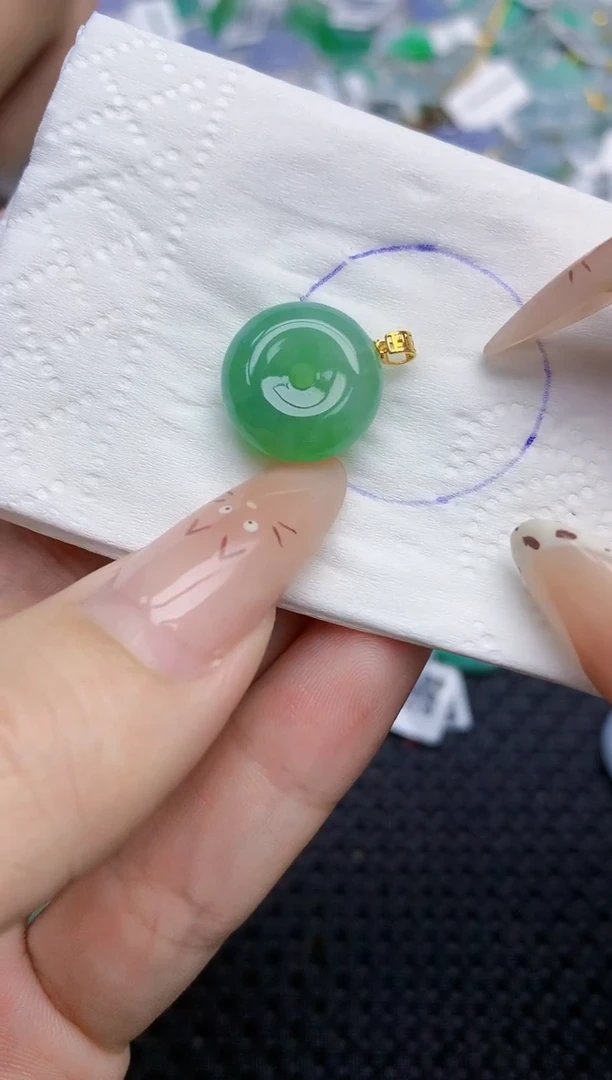 翡翠18K金镶嵌颈饰553   天然翡翠A货