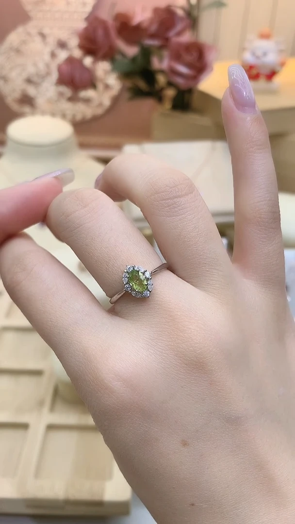 银S925镶嵌戒指碧玺绿