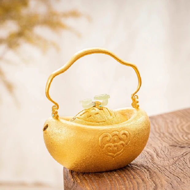 蜂鸟工坊名匠优选 如意玉钮元宝形镀金提梁大壶 MJYXA2016