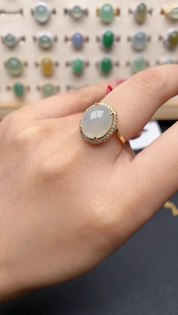 【闪购商品】翡翠戒指银S925镶嵌一物一证一礼盒