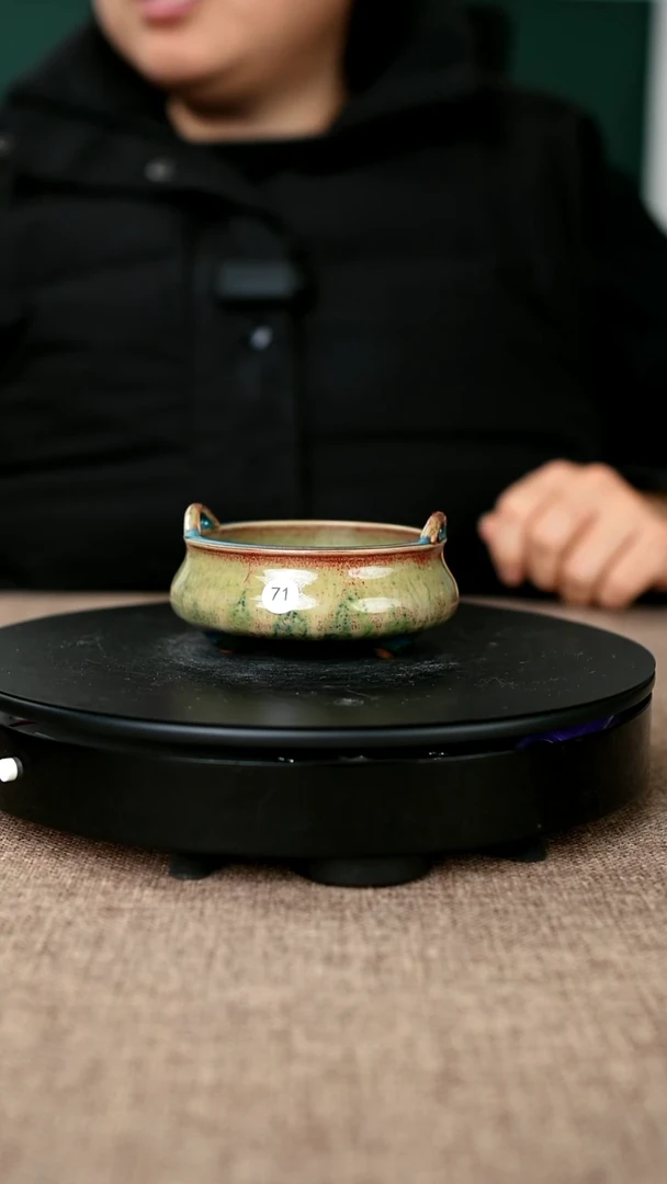 摆件瓷71#李盼龙一级品原矿钧瓷桥耳宣德