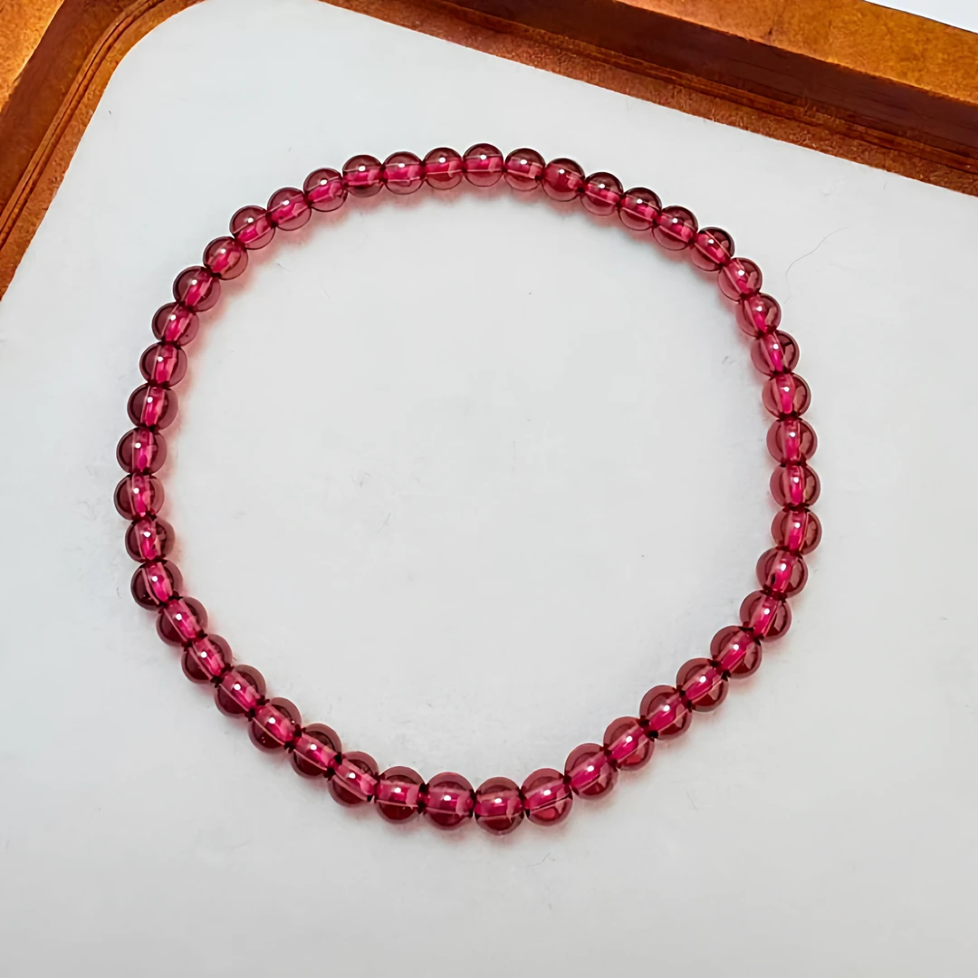 【幸运守护】全天然香槟粉三圈石榴石手串女生轻奢手链项链红石榴籽