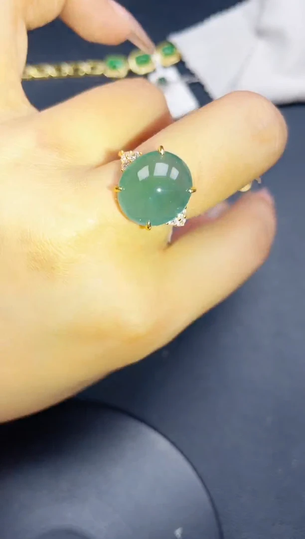 翡翠戒指银S925镶嵌432423