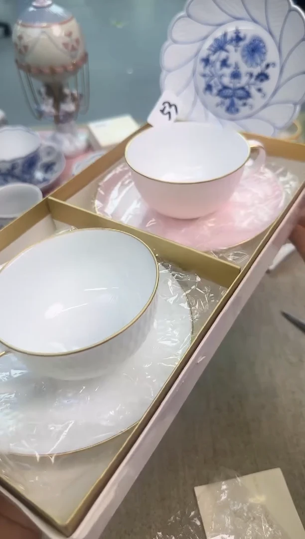 瓷片1白1粉瓷片辰辰瓷器美到爆