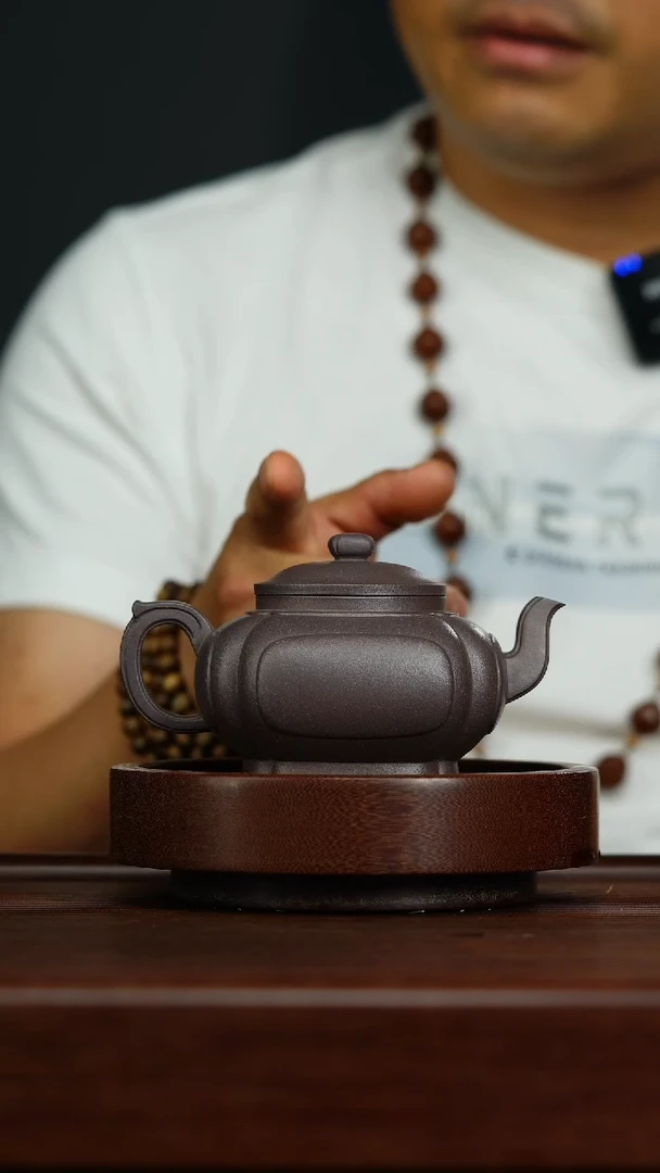 茶壶紫砂L5  天青泥四开窗壶
