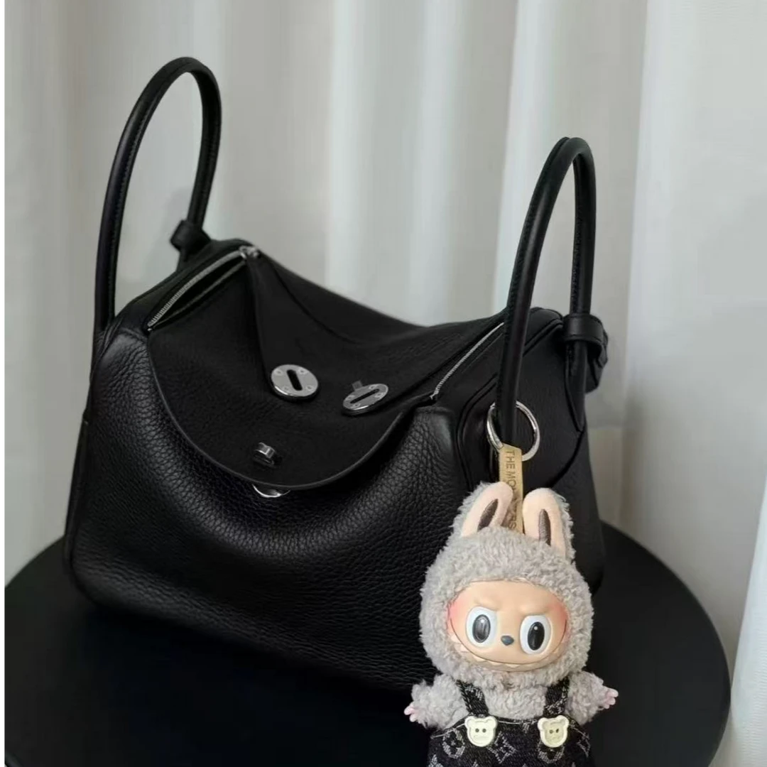 99新 Hermes/爱马仕 lindy26黑银TC皮y刻