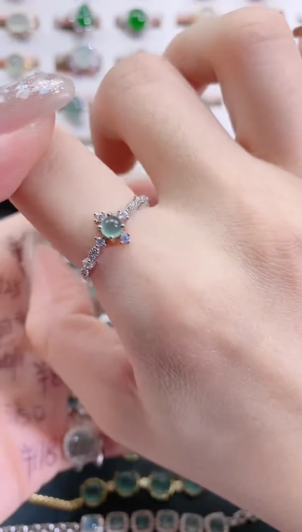 银S925镶嵌戒指翡翠天然翡翠