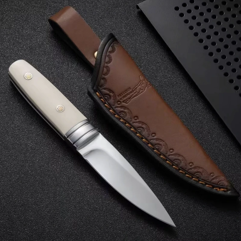 高品质水果刀拆快递小直刀露营烧烤吃肉手把刀锋利瓜果刀带皮套