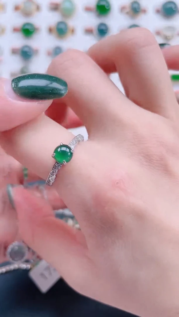 银S925镶嵌戒指翡翠天然翡翠